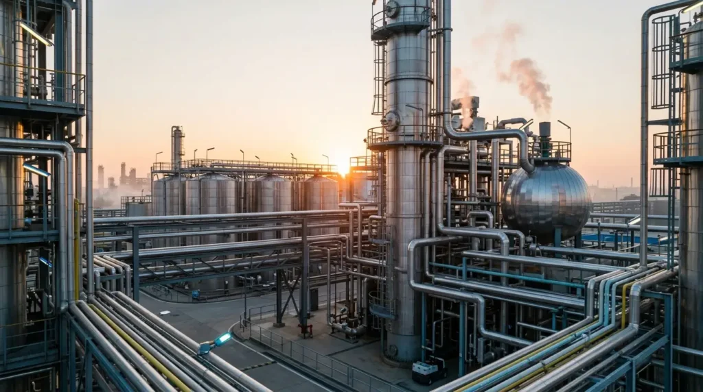 Advanced chemical plant with industrial processing and manufacturing systems