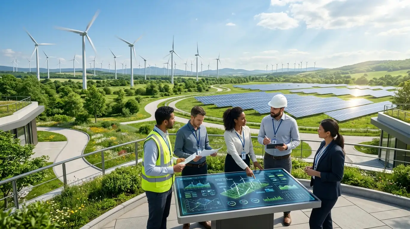 Industrial green energy facility with sustainable power generation systems